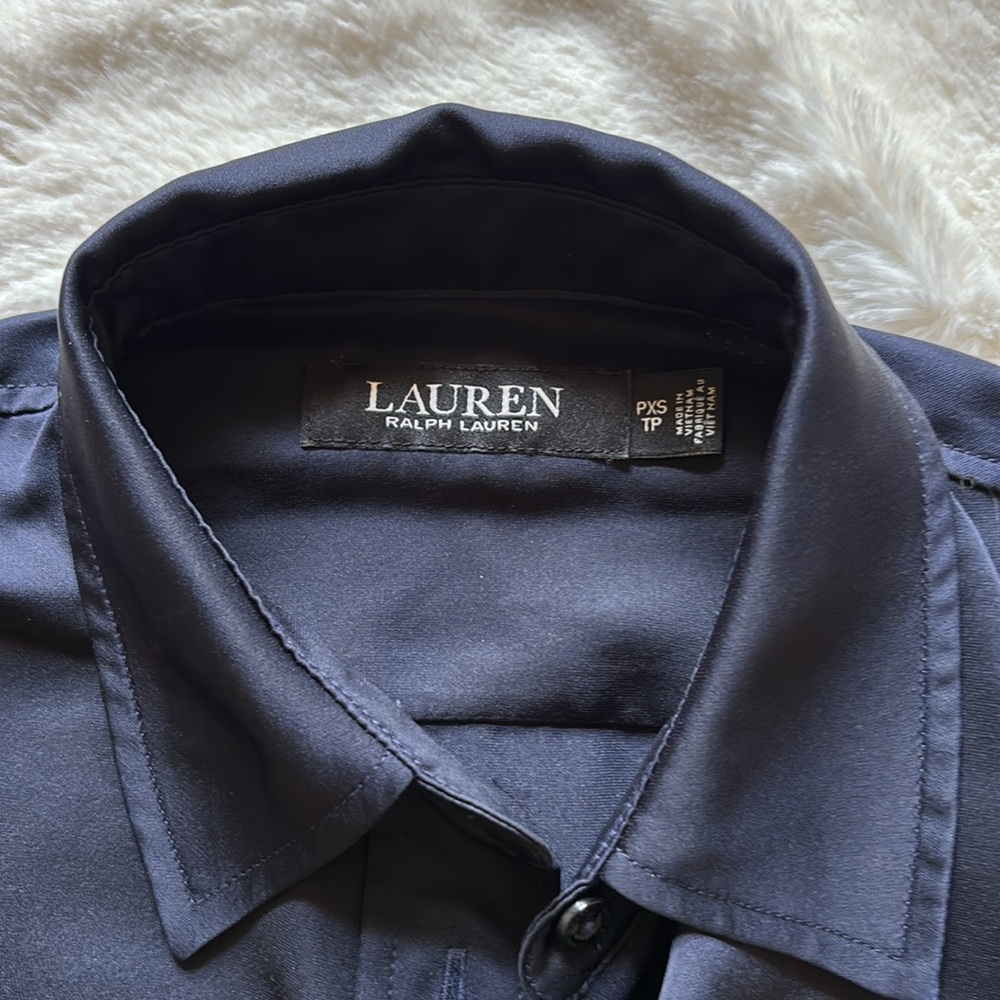 Ralph Lauren navy blue satin top - Picture 2 of 5